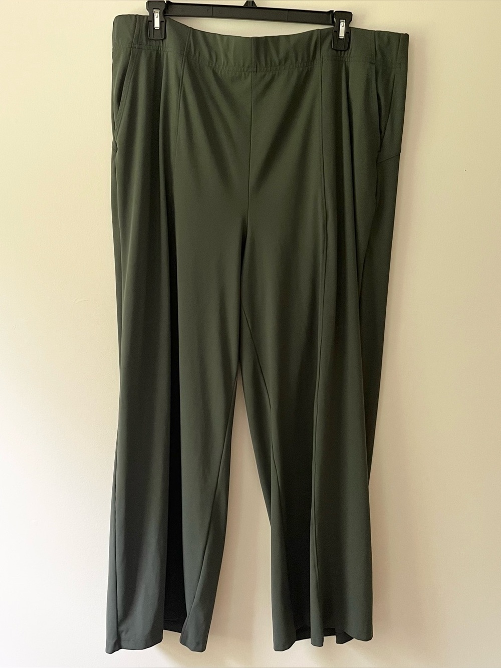 Old Navy Powersoft Wide-Leg Pants Go-Dry 3X Olive Green Pull-On Casual Pockets